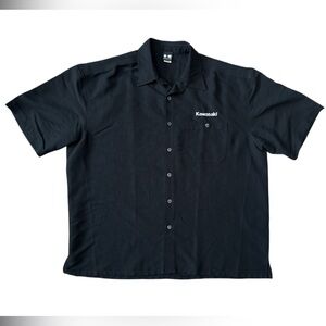 Kawasaki Men's Button Down Black Polo Work Shirt Size XL